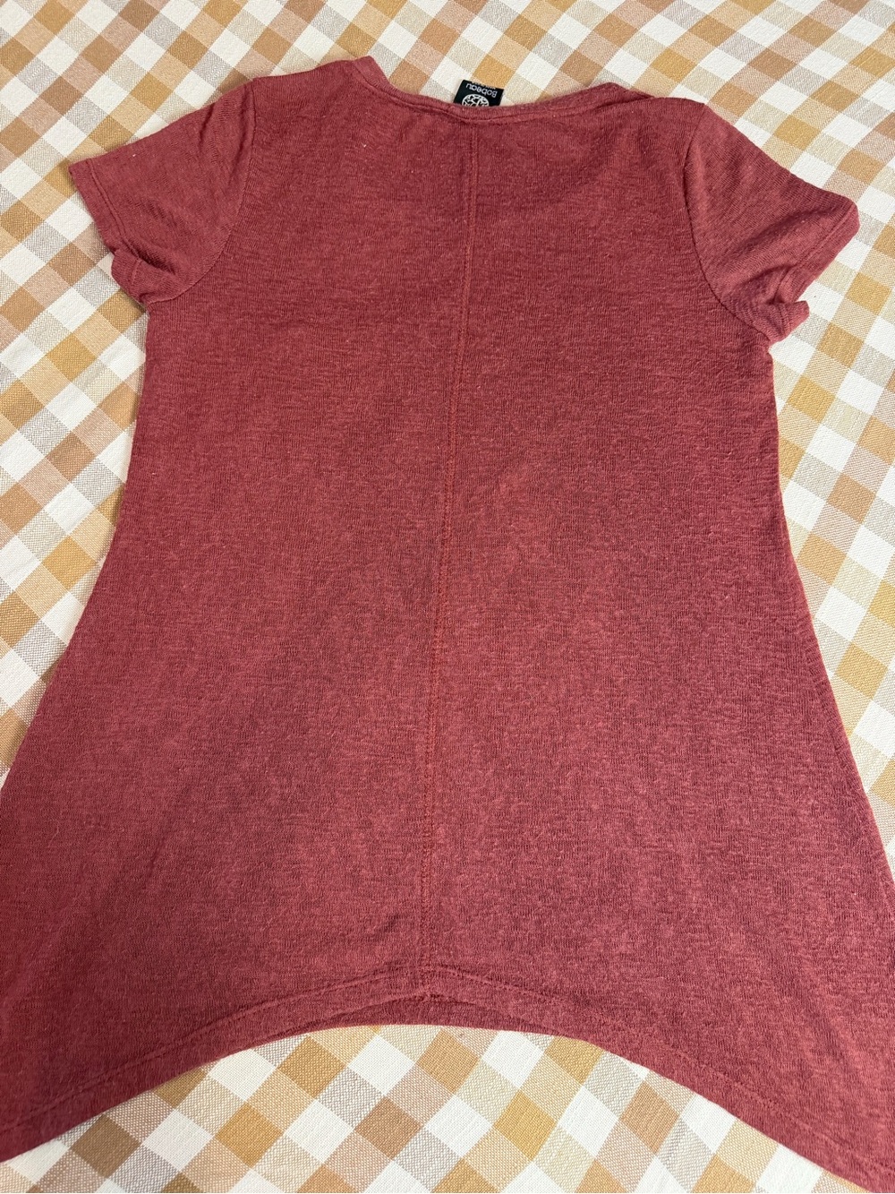 Bobeau Crochet Pocket Tee Mauve Sharkbite Hem Top Made in USA - Picture 6 of 6